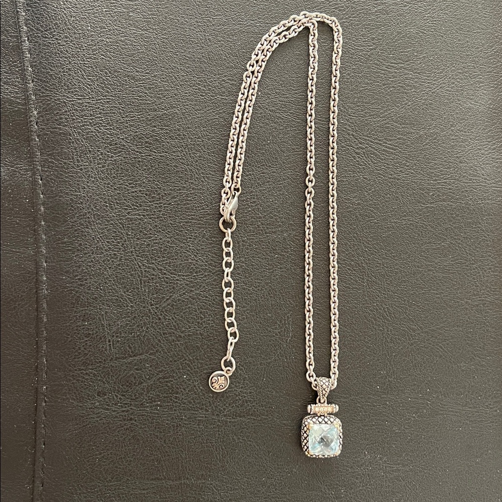 Andrea Candela Sterling necklace with blue topaz, diamonds 18k - like Yurman - Picture 5 of 8